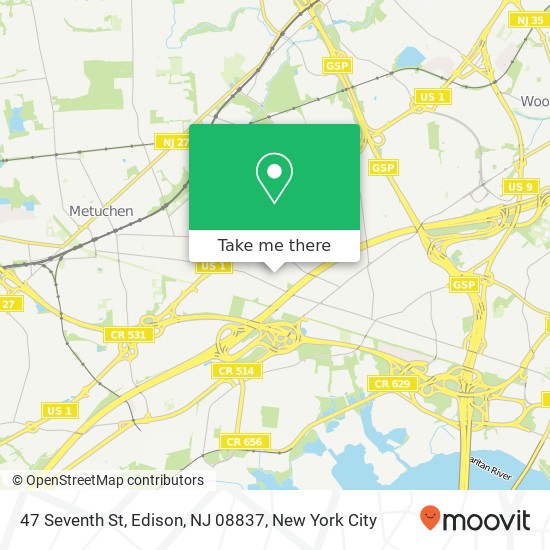 Mapa de 47 Seventh St, Edison, NJ 08837