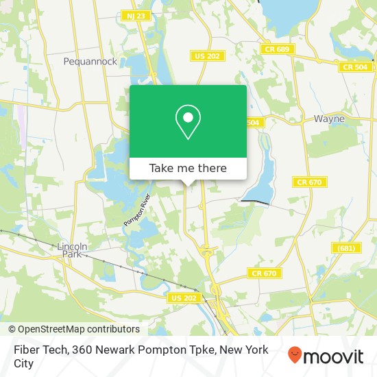 Mapa de Fiber Tech, 360 Newark Pompton Tpke