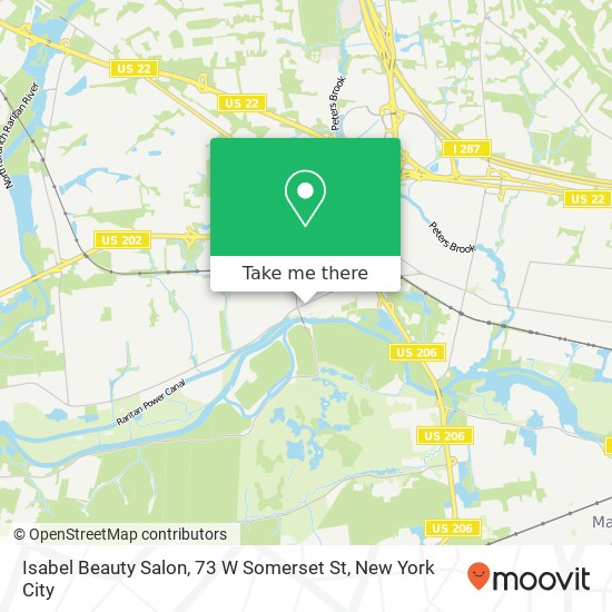 Mapa de Isabel Beauty Salon, 73 W Somerset St
