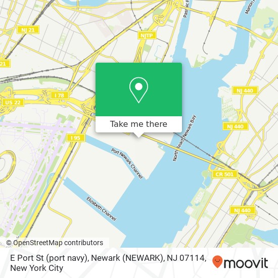 Mapa de E Port St (port navy), Newark (NEWARK), NJ 07114
