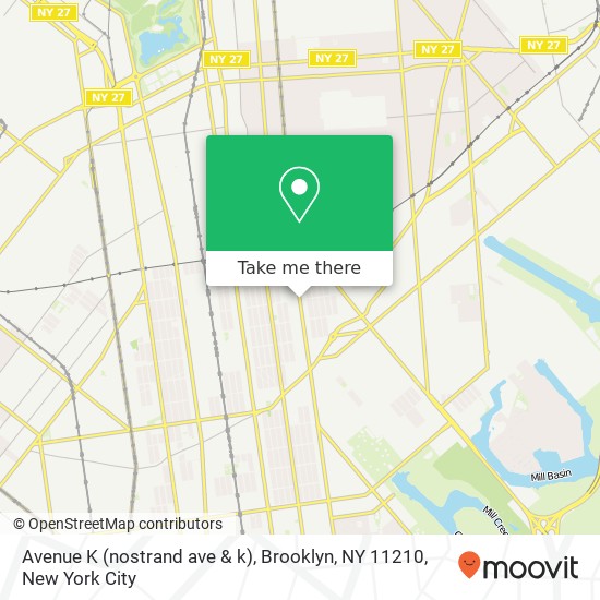Mapa de Avenue K (nostrand ave & k), Brooklyn, NY 11210