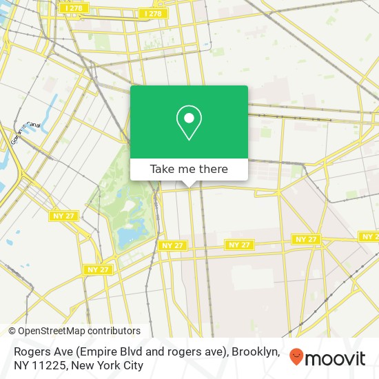 Mapa de Rogers Ave (Empire Blvd and rogers ave), Brooklyn, NY 11225