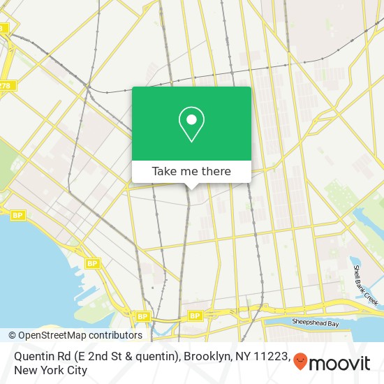 Mapa de Quentin Rd (E 2nd St & quentin), Brooklyn, NY 11223