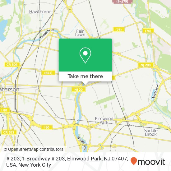 Mapa de # 203, 1 Broadway # 203, Elmwood Park, NJ 07407, USA