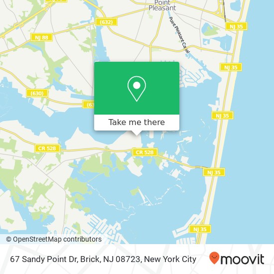 Mapa de 67 Sandy Point Dr, Brick, NJ 08723