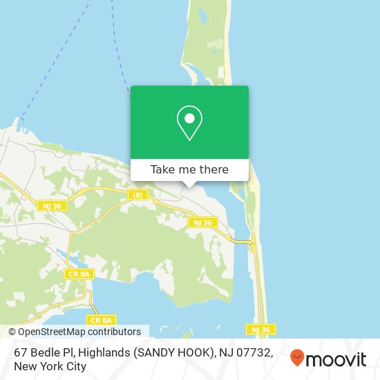 Mapa de 67 Bedle Pl, Highlands (SANDY HOOK), NJ 07732