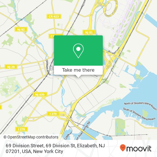 69 Division Street, 69 Division St, Elizabeth, NJ 07201, USA map