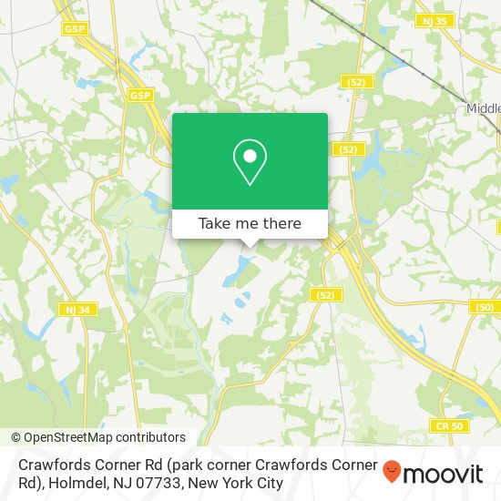 Mapa de Crawfords Corner Rd (park corner Crawfords Corner Rd), Holmdel, NJ 07733