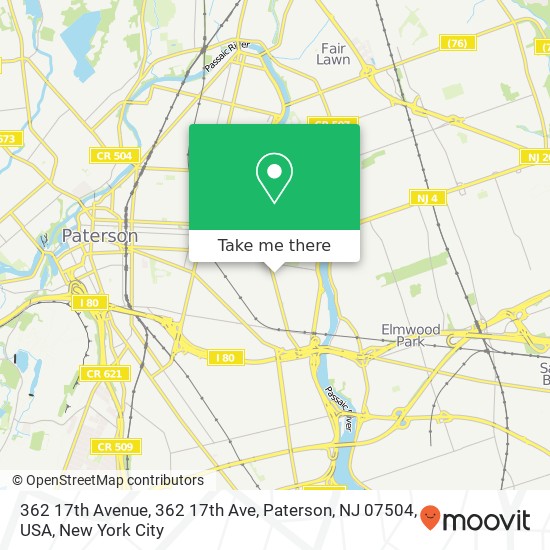 362 17th Avenue, 362 17th Ave, Paterson, NJ 07504, USA map