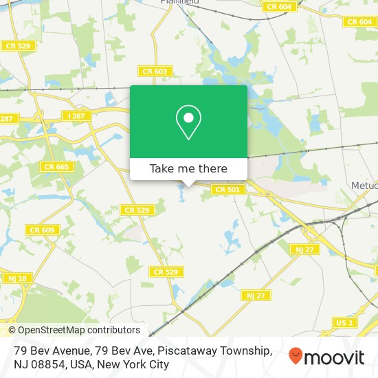 Mapa de 79 Bev Avenue, 79 Bev Ave, Piscataway Township, NJ 08854, USA