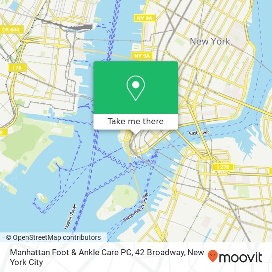 Mapa de Manhattan Foot & Ankle Care PC, 42 Broadway