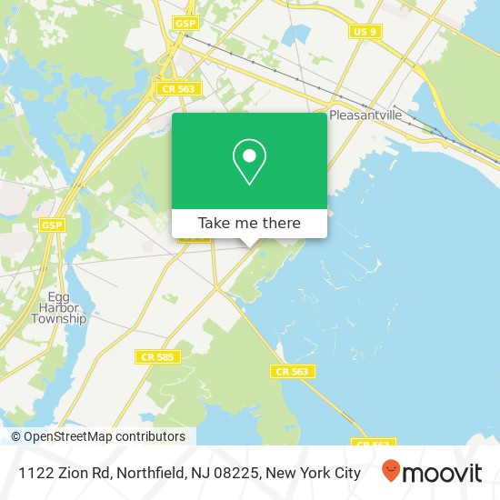 Mapa de 1122 Zion Rd, Northfield, NJ 08225