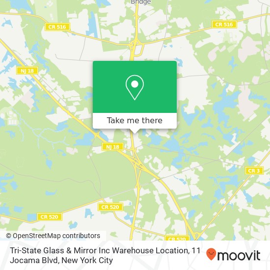 Tri-State Glass & Mirror Inc Warehouse Location, 11 Jocama Blvd map