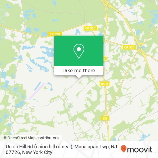 Mapa de Union Hill Rd (union hill rd neal), Manalapan Twp, NJ 07726