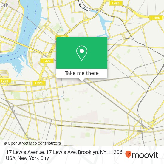 Mapa de 17 Lewis Avenue, 17 Lewis Ave, Brooklyn, NY 11206, USA