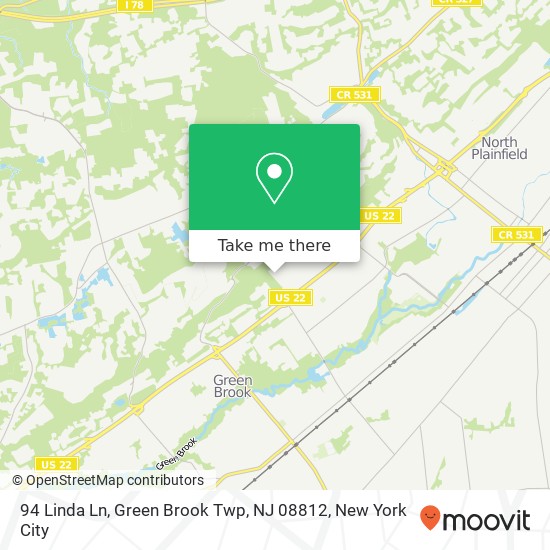 Mapa de 94 Linda Ln, Green Brook Twp, NJ 08812