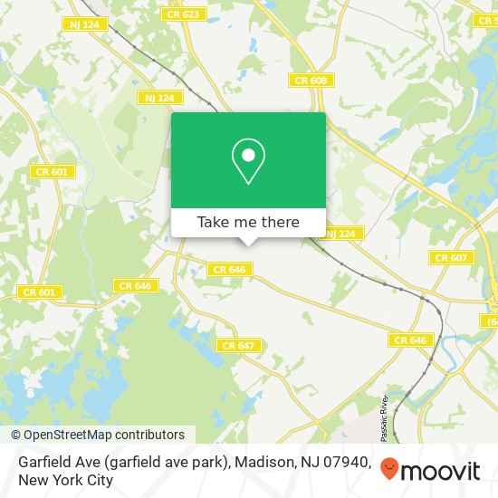 Mapa de Garfield Ave (garfield ave park), Madison, NJ 07940