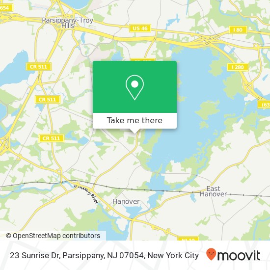 Mapa de 23 Sunrise Dr, Parsippany, NJ 07054