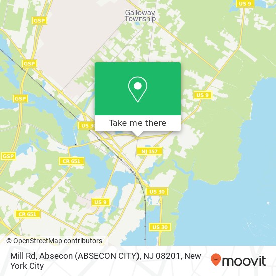 Mapa de Mill Rd, Absecon (ABSECON CITY), NJ 08201