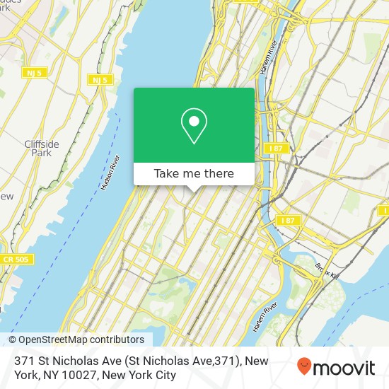 Mapa de 371 St Nicholas Ave (St Nicholas Ave,371), New York, NY 10027