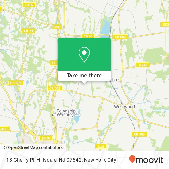 Mapa de 13 Cherry Pl, Hillsdale, NJ 07642