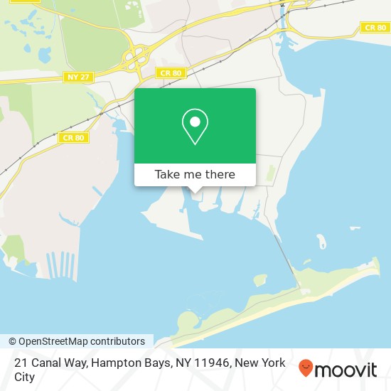 Mapa de 21 Canal Way, Hampton Bays, NY 11946
