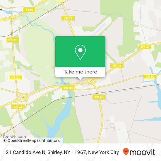 Mapa de 21 Candido Ave N, Shirley, NY 11967