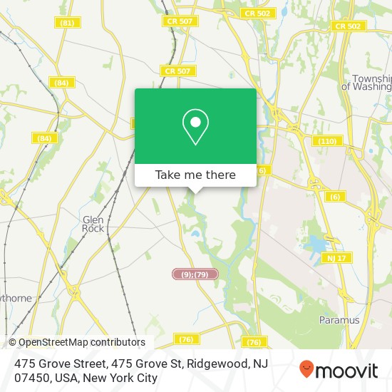 Mapa de 475 Grove Street, 475 Grove St, Ridgewood, NJ 07450, USA