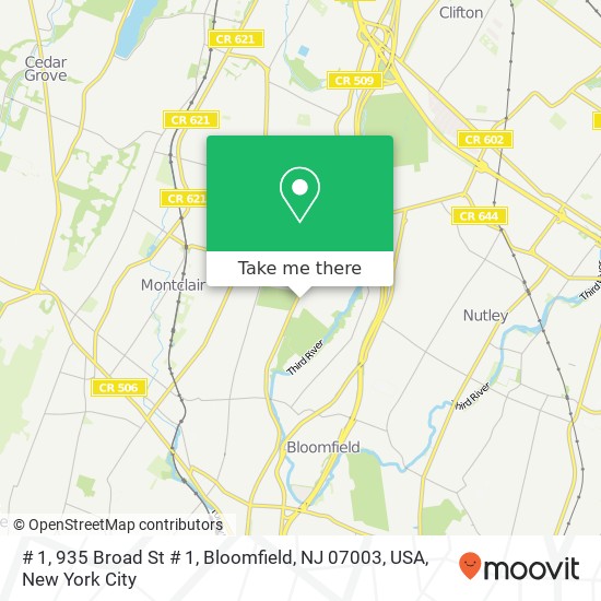 Mapa de # 1, 935 Broad St # 1, Bloomfield, NJ 07003, USA