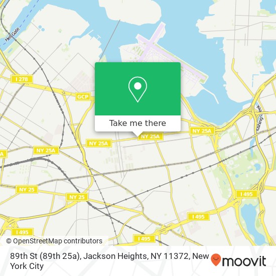 Mapa de 89th St (89th 25a), Jackson Heights, NY 11372