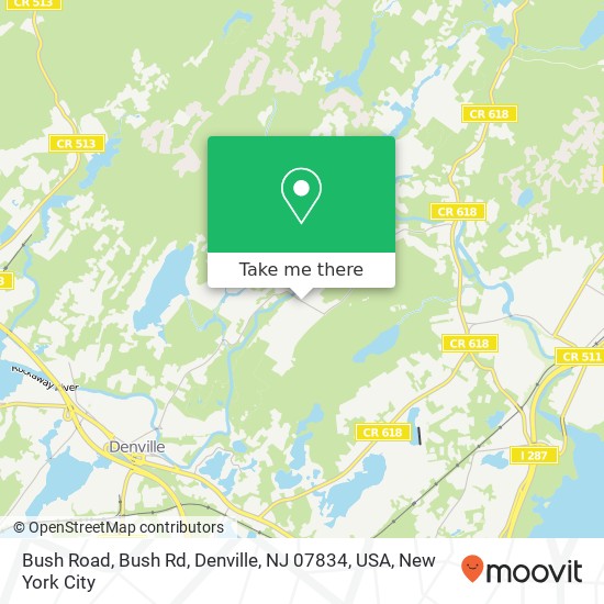 Mapa de Bush Road, Bush Rd, Denville, NJ 07834, USA