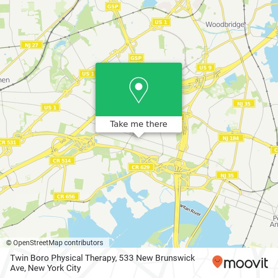 Mapa de Twin Boro Physical Therapy, 533 New Brunswick Ave