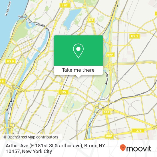 Mapa de Arthur Ave (E 181st St & arthur ave), Bronx, NY 10457