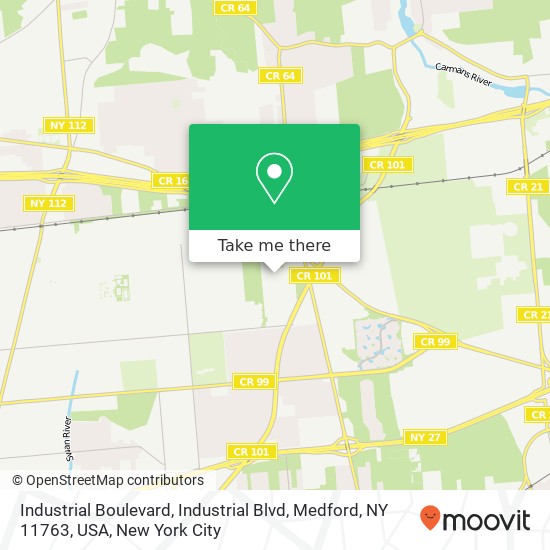 Mapa de Industrial Boulevard, Industrial Blvd, Medford, NY 11763, USA