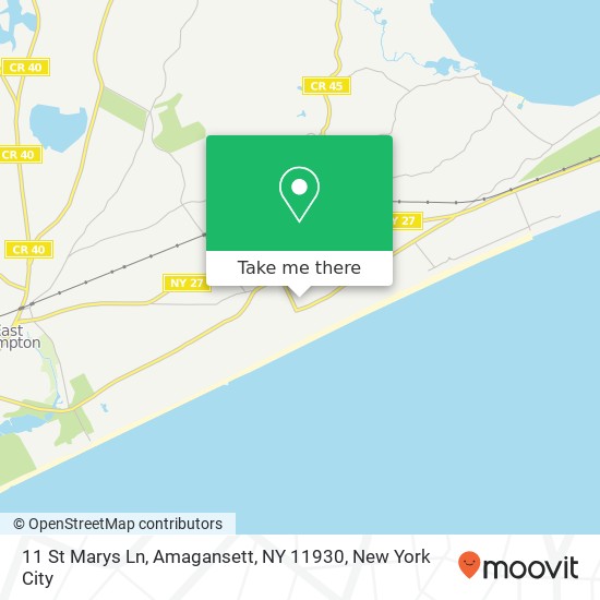 Mapa de 11 St Marys Ln, Amagansett, NY 11930