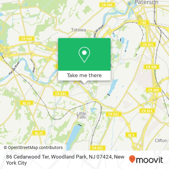 Mapa de 86 Cedarwood Ter, Woodland Park, NJ 07424