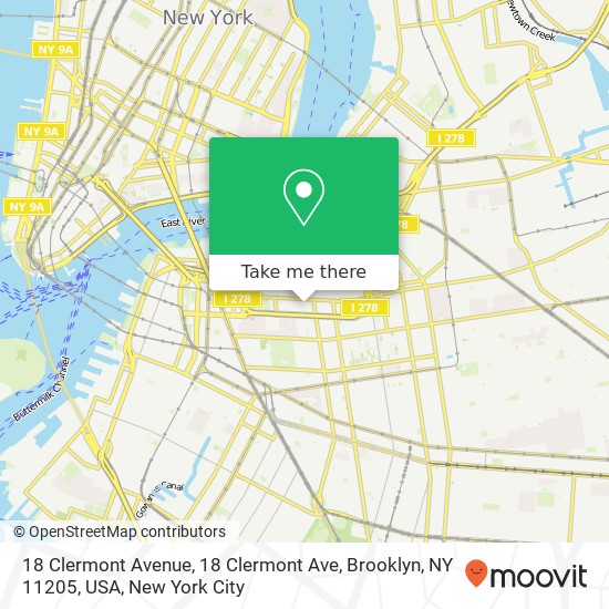 Mapa de 18 Clermont Avenue, 18 Clermont Ave, Brooklyn, NY 11205, USA