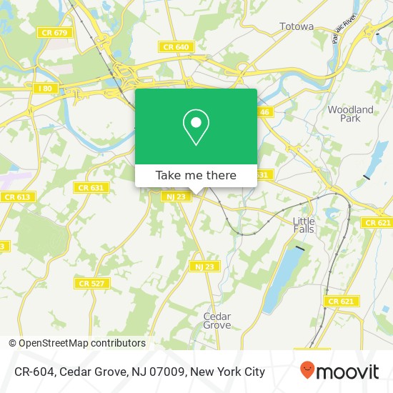 Mapa de CR-604, Cedar Grove, NJ 07009