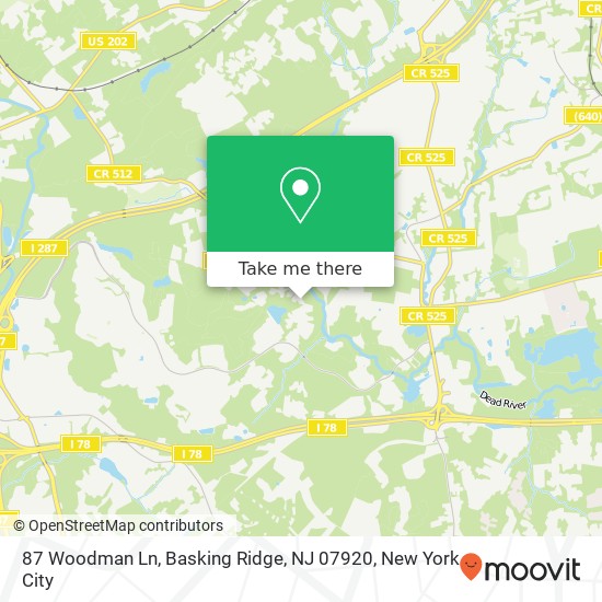 Mapa de 87 Woodman Ln, Basking Ridge, NJ 07920