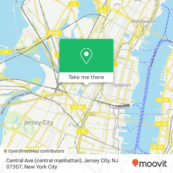 Central Ave (central manhattan), Jersey City, NJ 07307 map