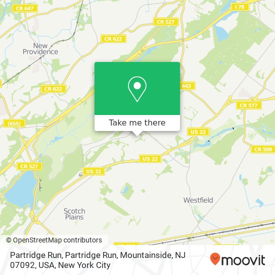 Mapa de Partridge Run, Partridge Run, Mountainside, NJ 07092, USA