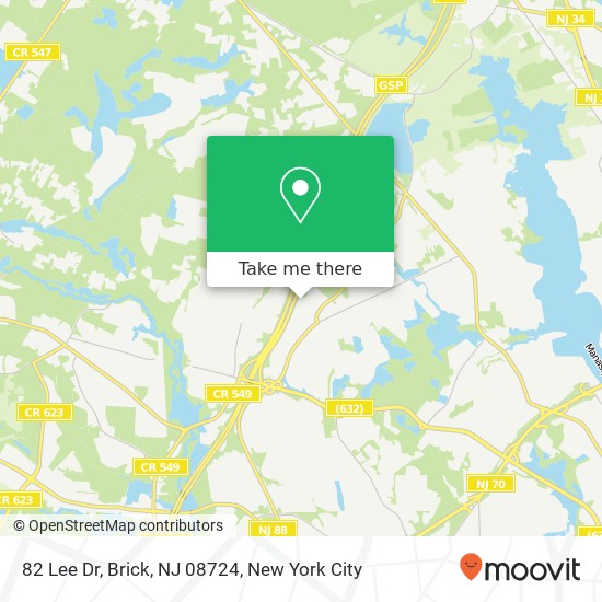 Mapa de 82 Lee Dr, Brick, NJ 08724