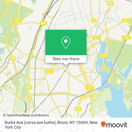 Mapa de Burke Ave (corsa ave burke), Bronx, NY 10469