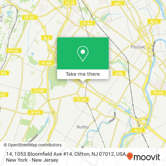Mapa de 14, 1053 Bloomfield Ave #14, Clifton, NJ 07012, USA