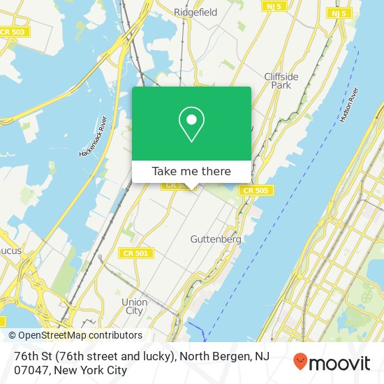 Mapa de 76th St (76th street and lucky), North Bergen, NJ 07047