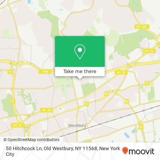 Mapa de 50 Hitchcock Ln, Old Westbury, NY 11568