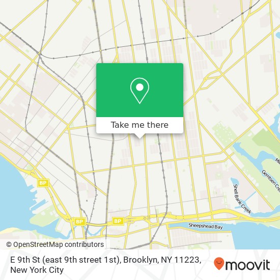 Mapa de E 9th St (east 9th street 1st), Brooklyn, NY 11223