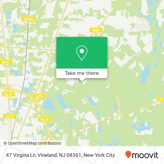 Mapa de 47 Virgina Ln, Vineland, NJ 08361