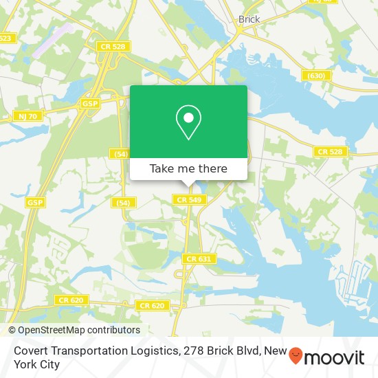 Mapa de Covert Transportation Logistics, 278 Brick Blvd