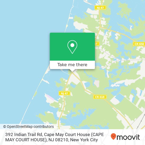 392 Indian Trail Rd, Cape May Court House (CAPE MAY COURT HOUSE), NJ 08210 map